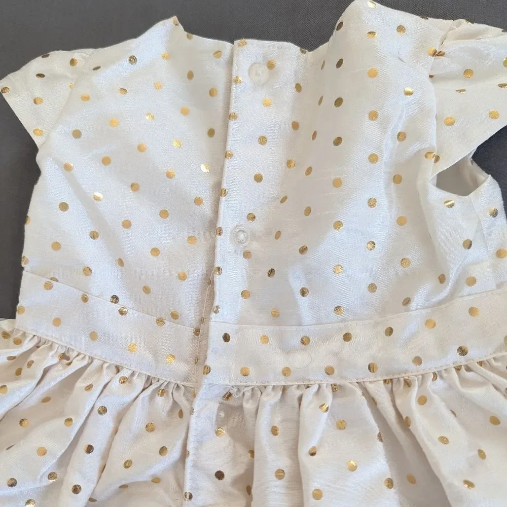 Carter's Baby Girls Bow Holiday Dress Cream Gold 9M